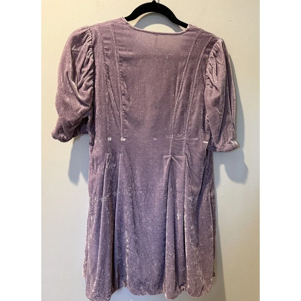 Free People Adelle Velvet Boho Tunic Top Violet Medium